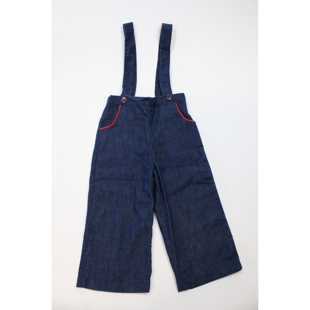 Vintage Toddler Denim Blue‎ Jeans With Suspenders by Thomas Size 3 Made in USA